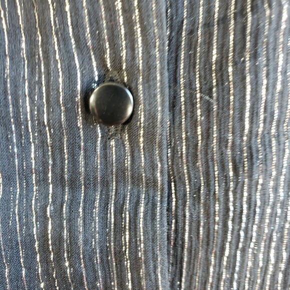 Vintage The Limited Silk Blouse Size M Mock Neck Black Metallic Sheer - Picture 7 of 11